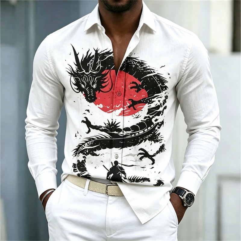 Street Fashion China - 2026 New Men's Shirt White Black