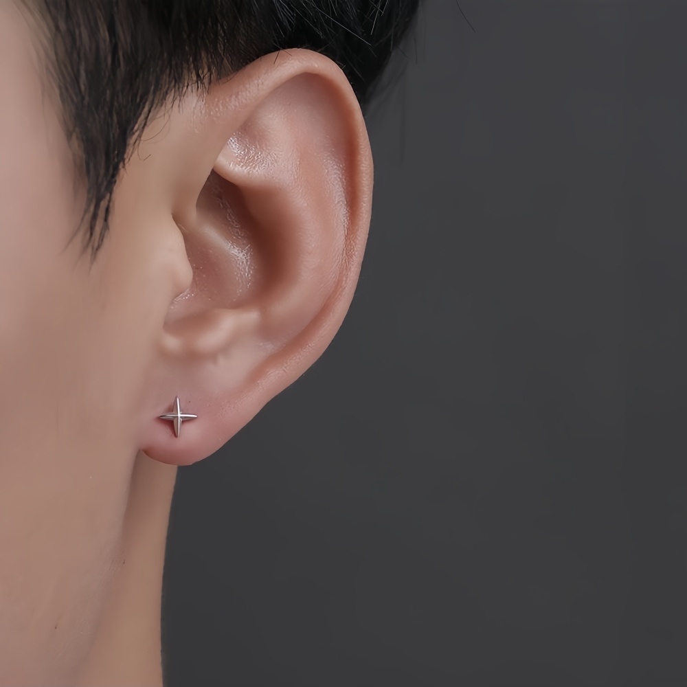 Street Fashion Earrings - Simple Cross Stars Men Alloy Stud