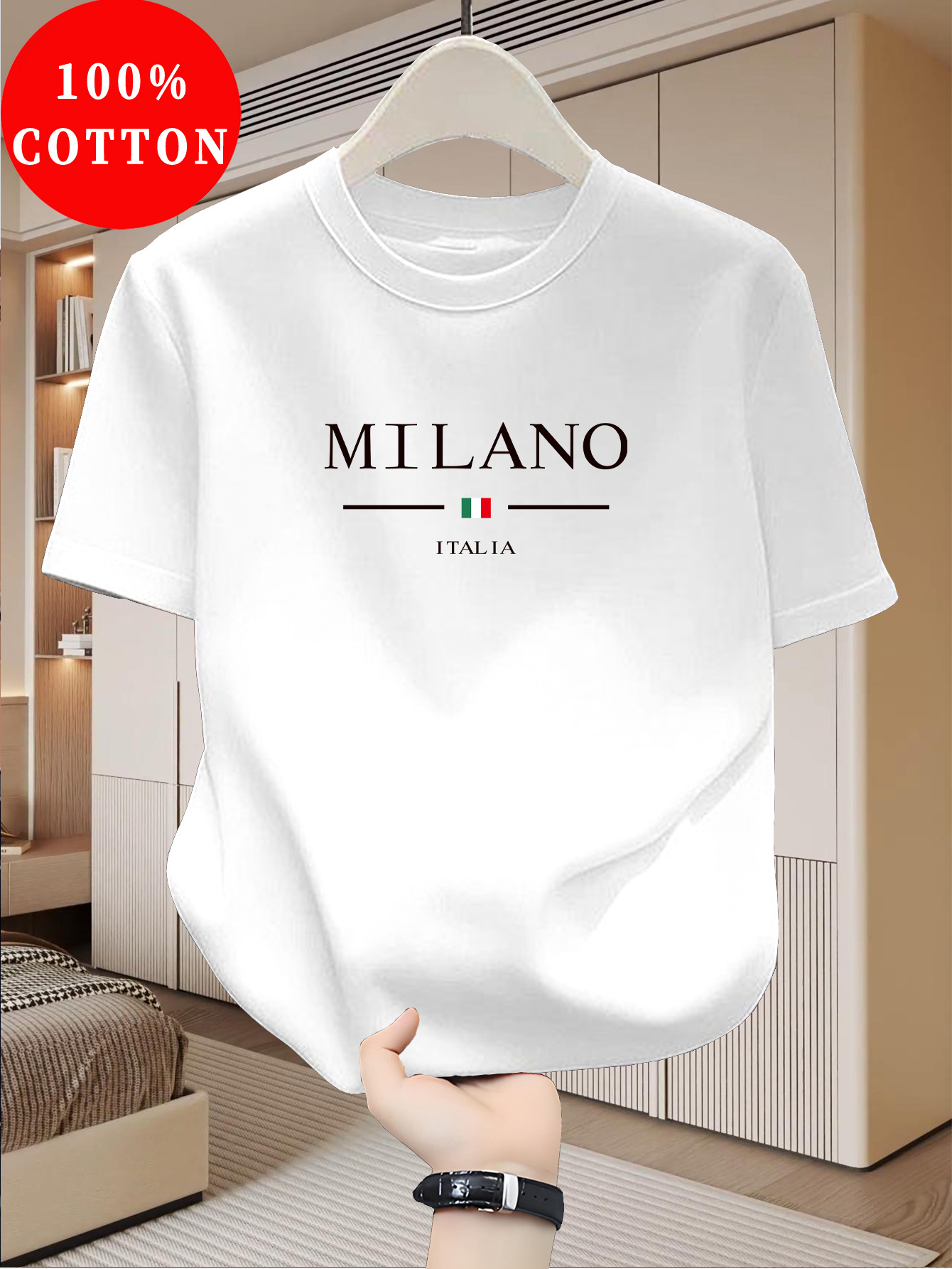 Street Fashion Of Milan - Milan Pattern Printed Short Sleeved Casual