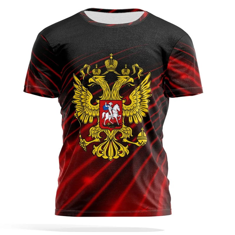 Street Fashion Essentials - Russian National Emblem Print T-shirt Men