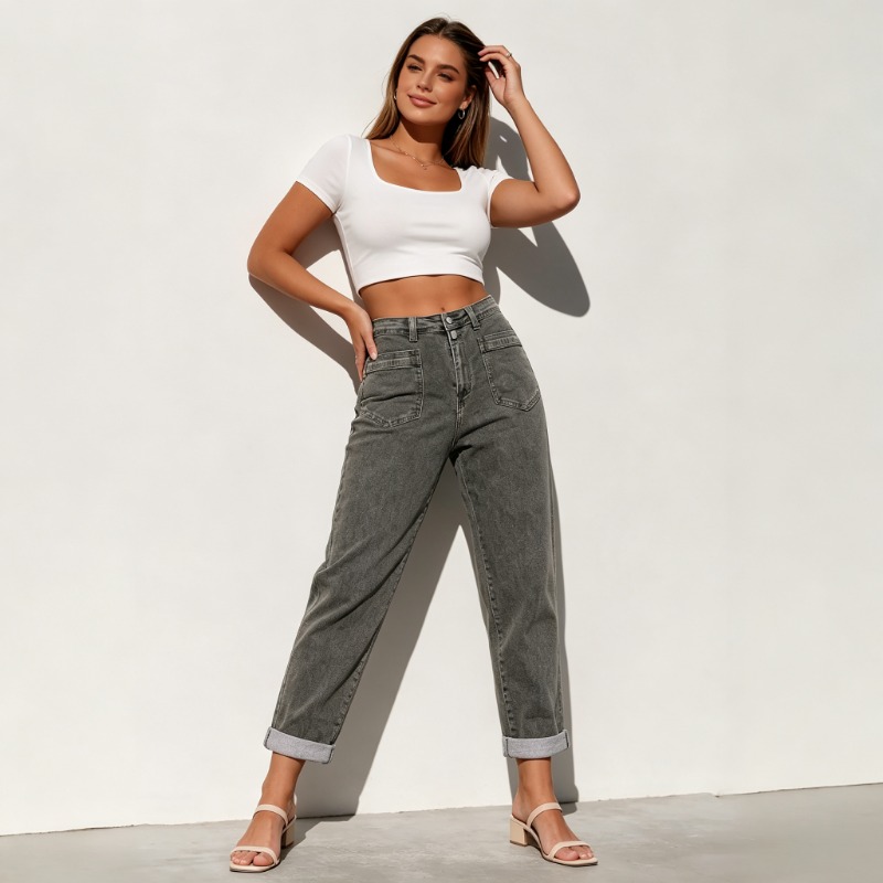 Women Plus Size American High  - Street Fashion Jeans Women ulasan dan harga