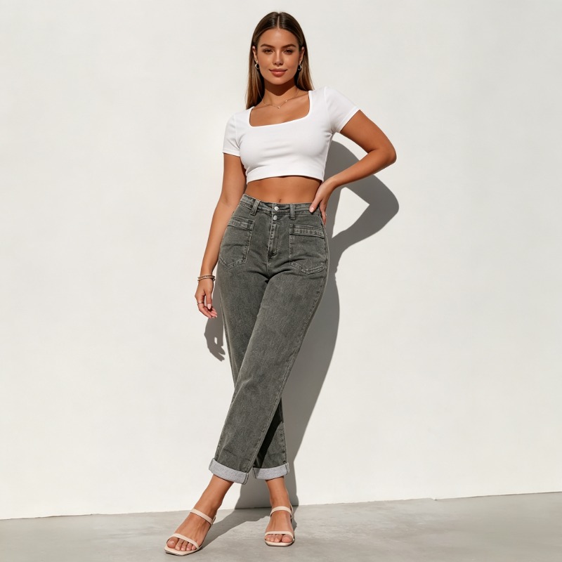 Women Plus Size American High  - Street Fashion Jeans Women ulasan dan harga