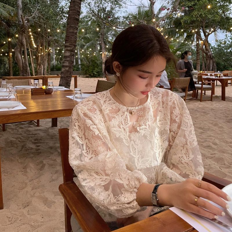 MEXZT Elegant Sheer White Shir - Street Fashion In Korea ulasan dan harga