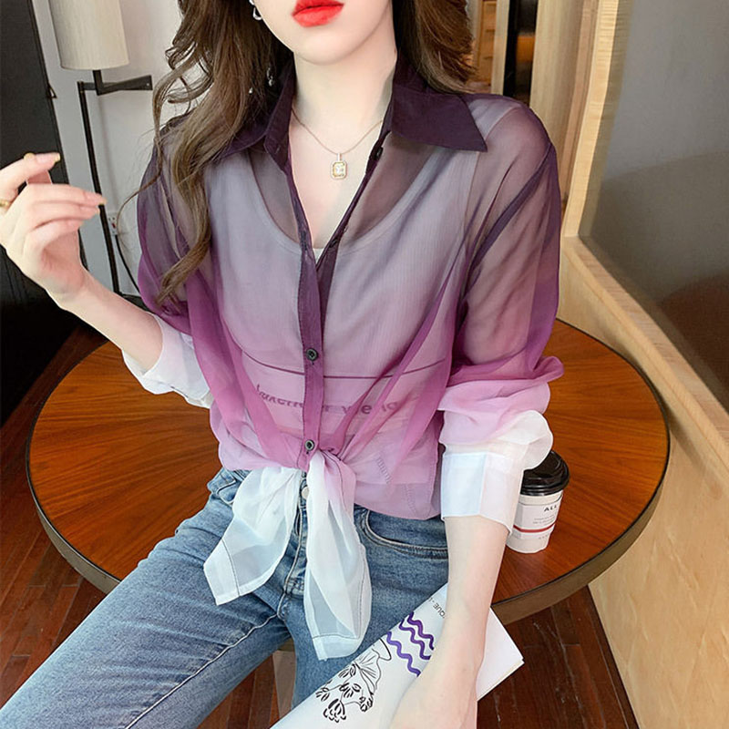 Fashion Gradient Color Chiffon - Street Fashion In Korea ulasan dan harga