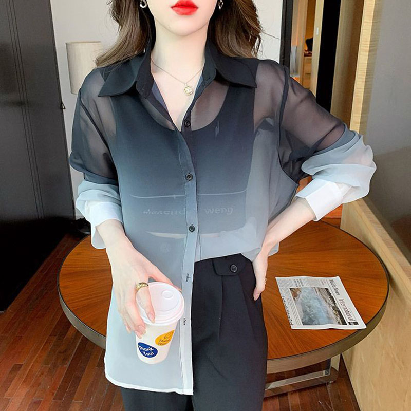 Fashion Gradient Color Chiffon - Street Fashion In Korea ulasan dan harga