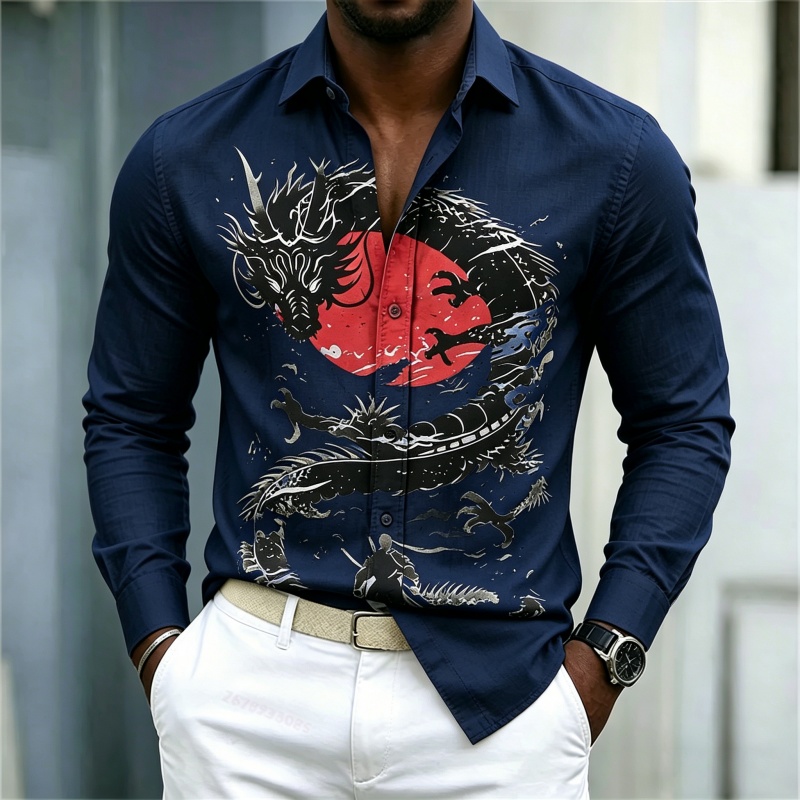 2026 New Men's Shirt White Bla - Street Fashion China ulasan dan harga