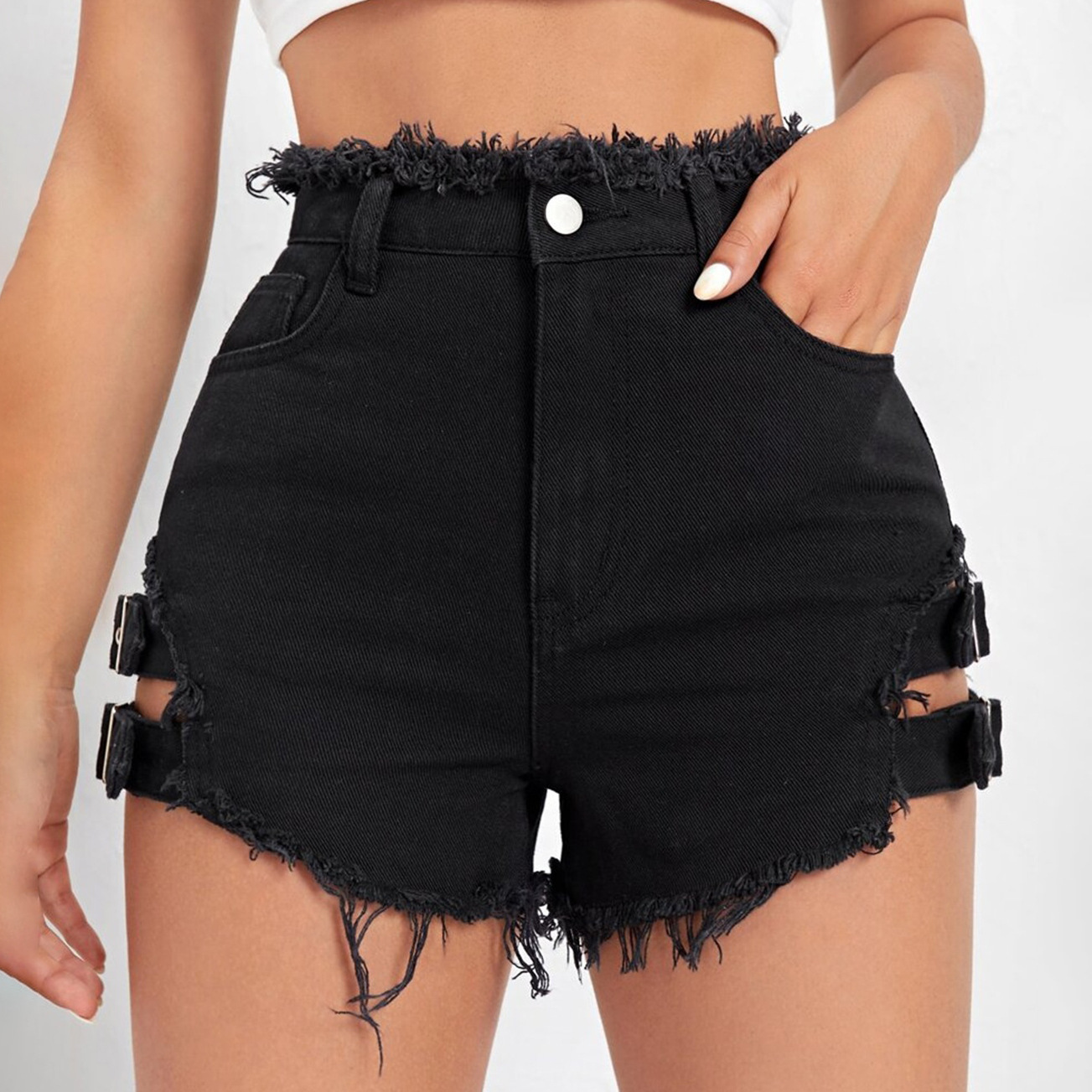 Women High Waist Denim Shorts  - Street Fashion Hot ulasan dan harga