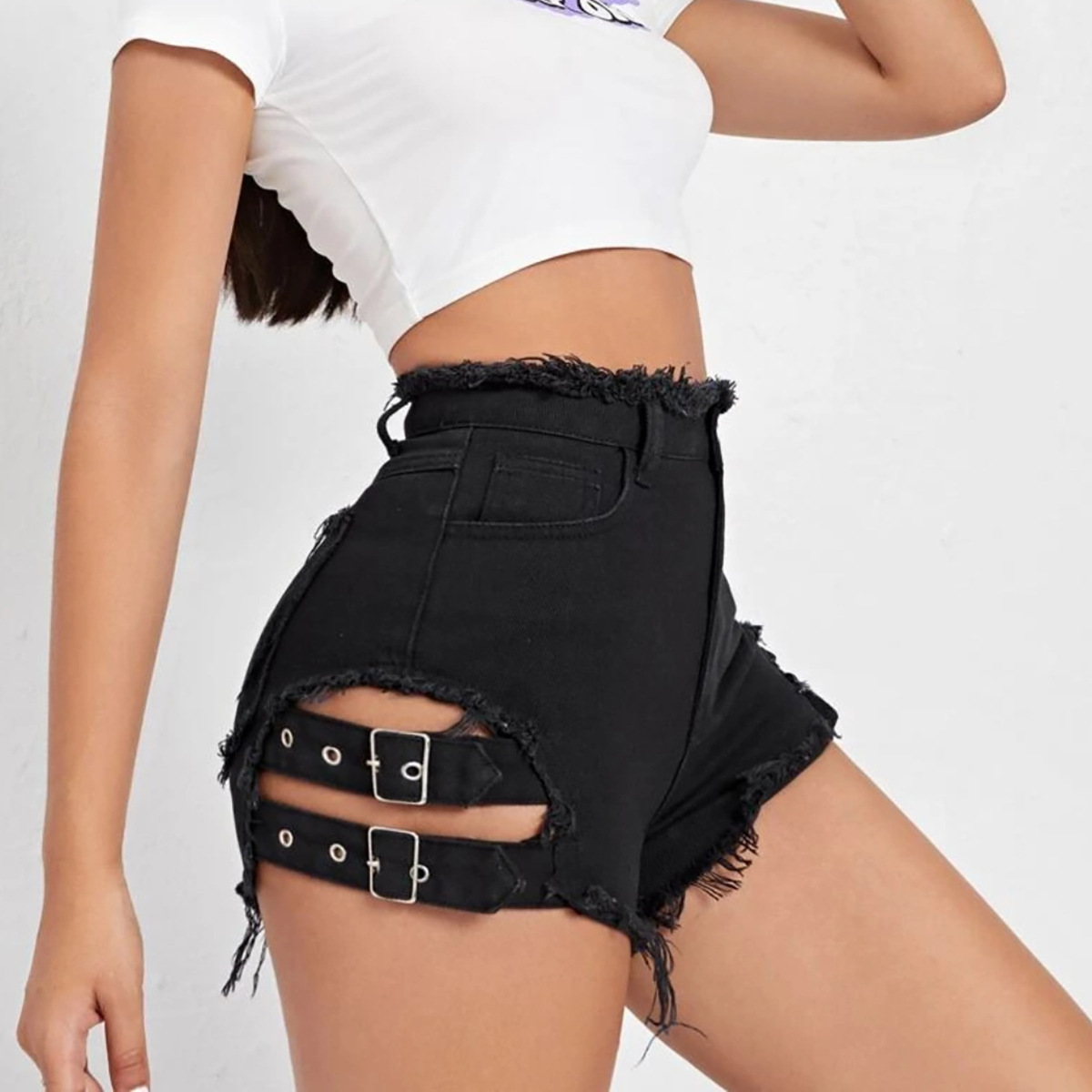 Women High Waist Denim Shorts  - Street Fashion Hot ulasan dan harga