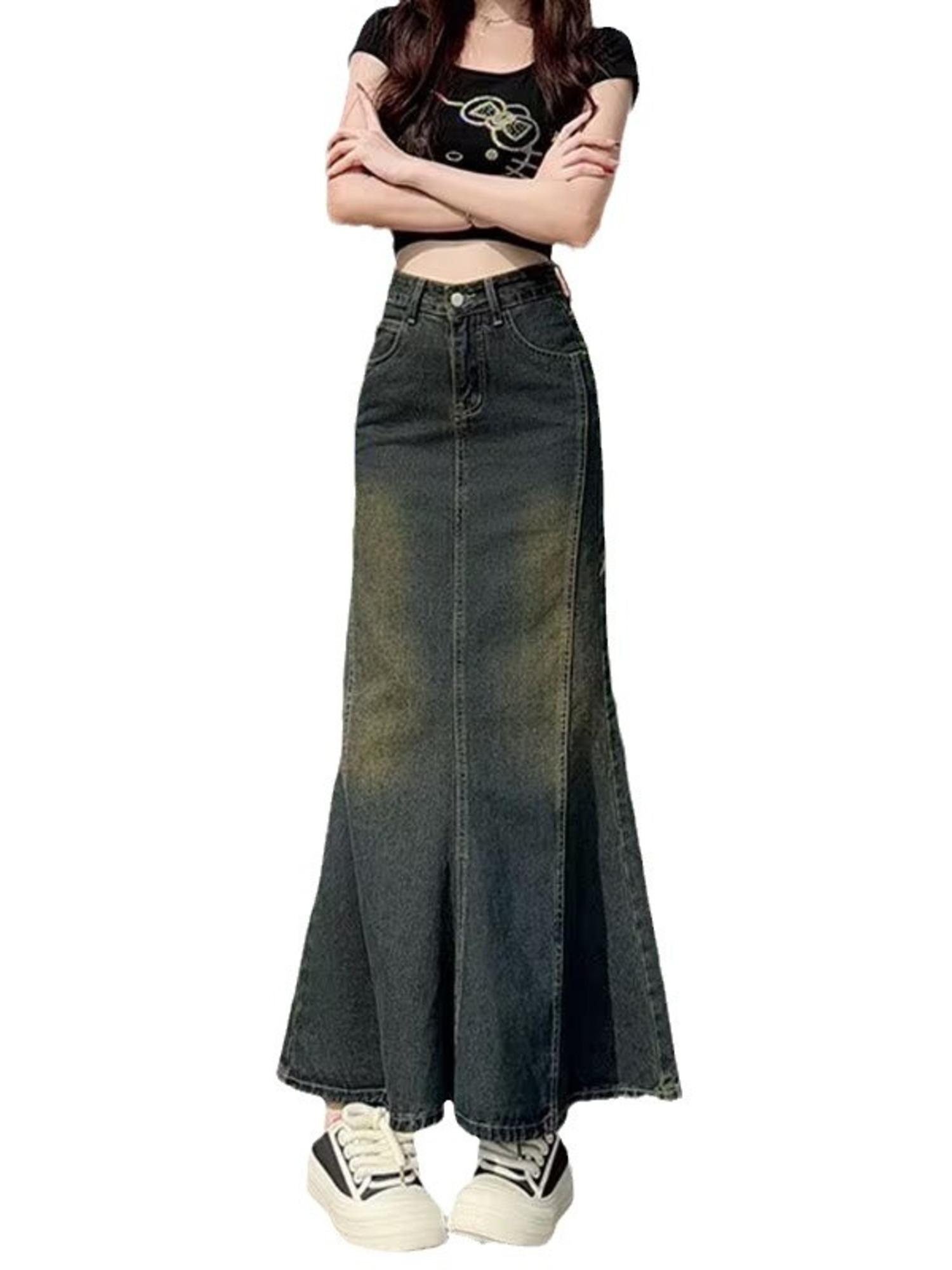 Women's Vintage Washed Denim M - Street Fashion Jeans Women ulasan dan harga
