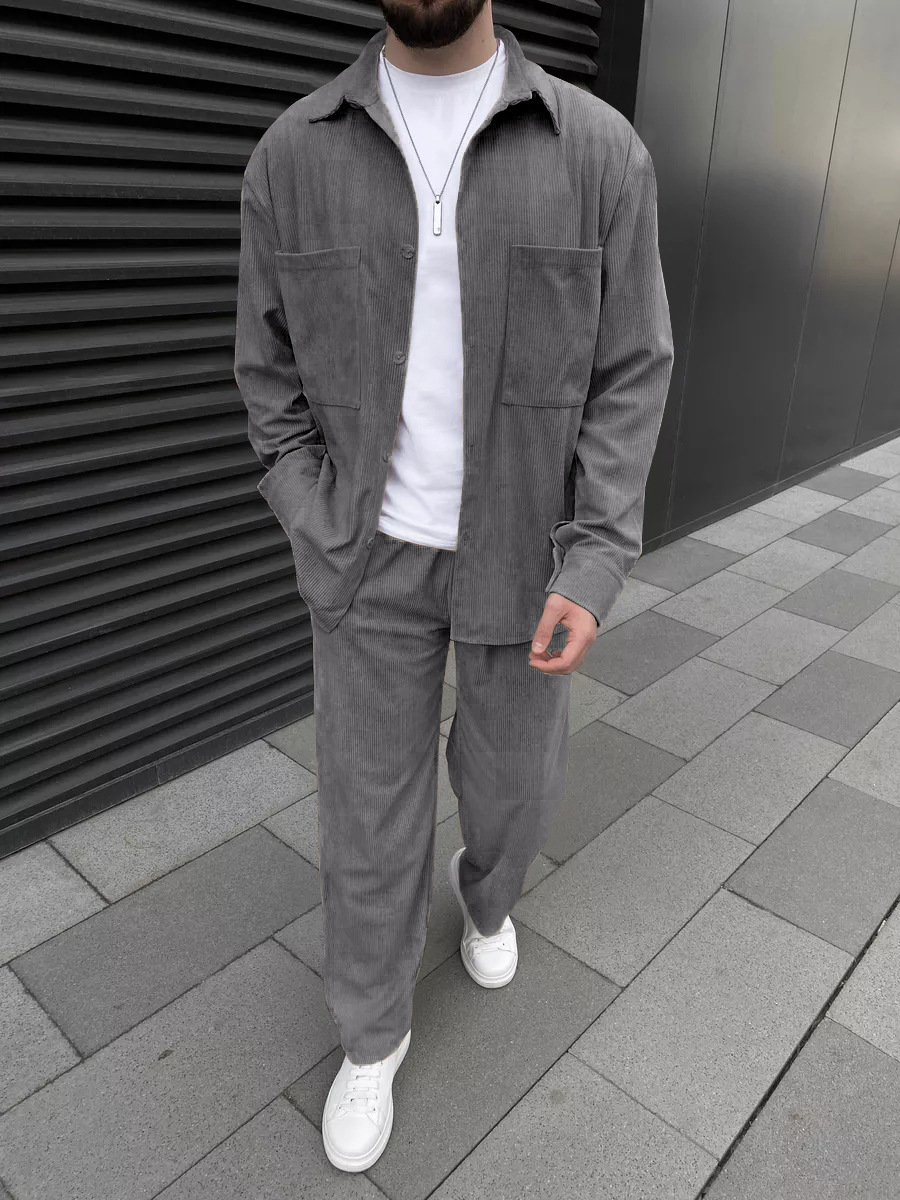 Men's corduroy two-piece outfi - Street Fashion China ulasan dan harga