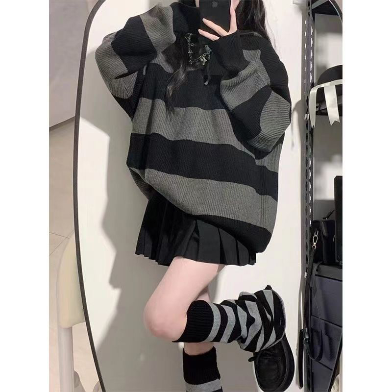 Streetwear Striped Sweater Wom - Street Fashion In Korea ulasan dan harga