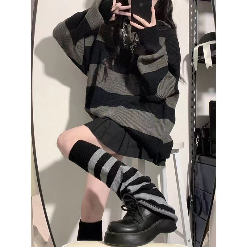 Streetwear Striped Sweater Wom - Street Fashion In Korea ulasan dan harga