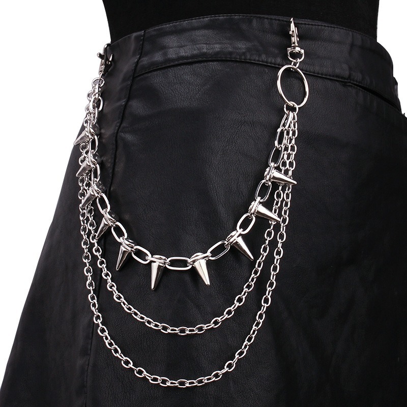 Hip Hop Punk Rock Metal Pants  - Street Fashion Jeans Women ulasan dan harga