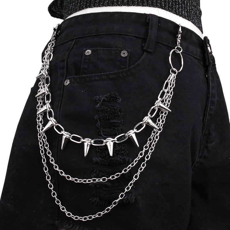 Hip Hop Punk Rock Metal Pants  - Street Fashion Jeans Women ulasan dan harga