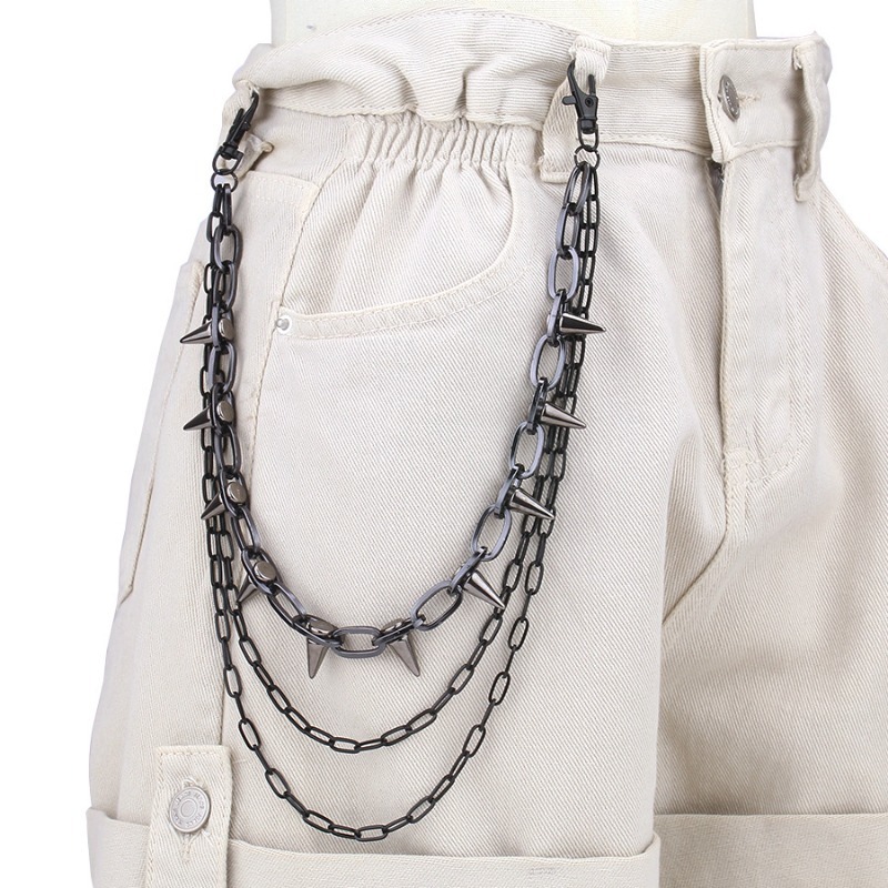 Hip Hop Punk Rock Metal Pants  - Street Fashion Jeans Women ulasan dan harga