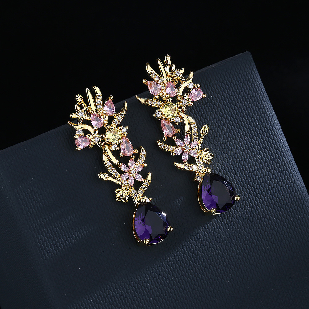 Exaggerated atmosphere zircon  - Street Fashion Earrings ulasan dan harga