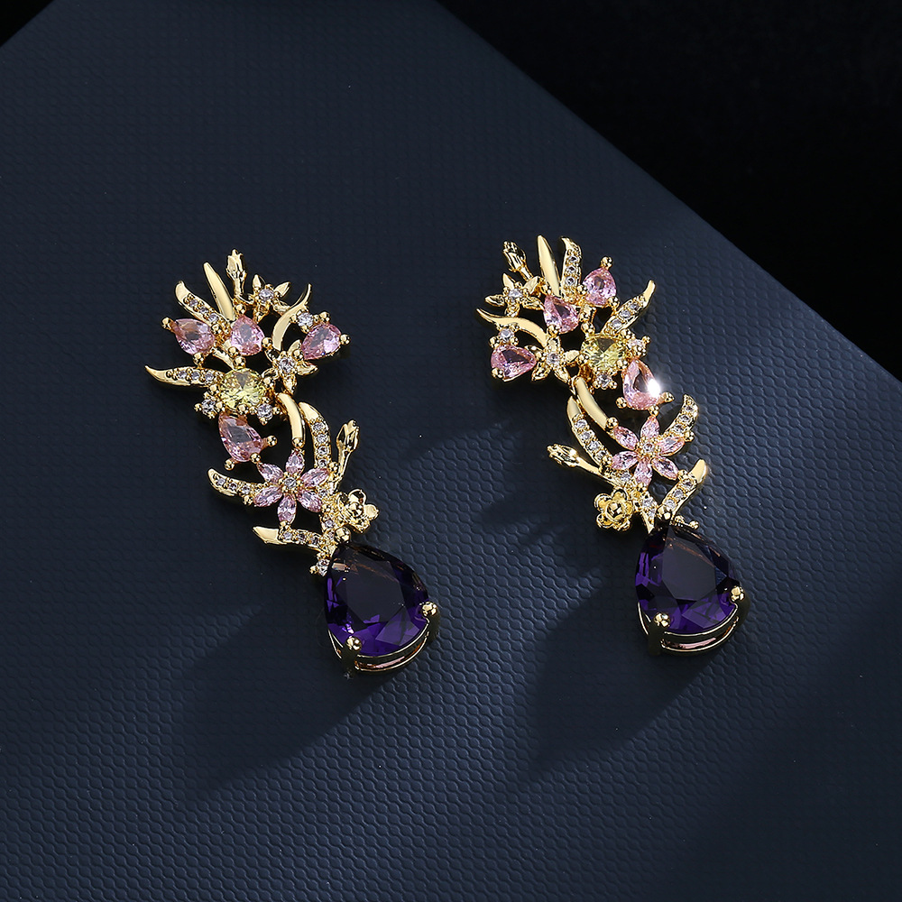 Exaggerated atmosphere zircon  - Street Fashion Earrings ulasan dan harga