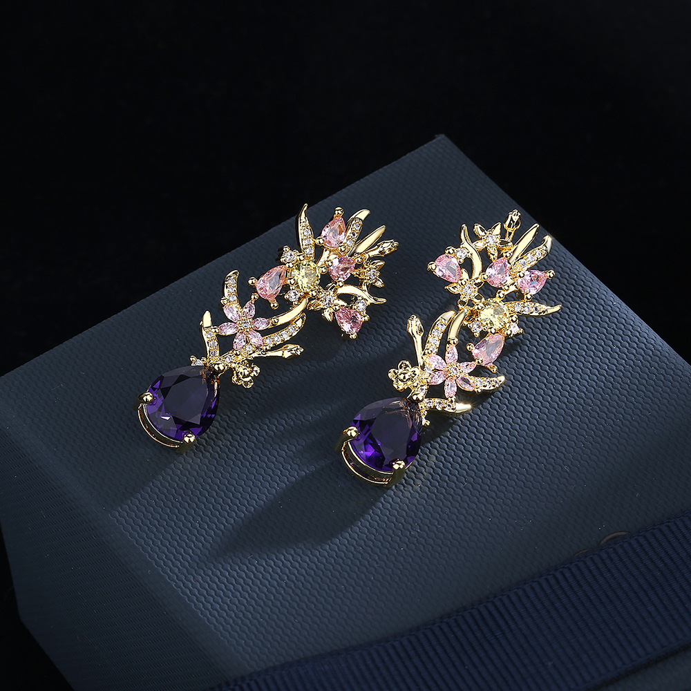 Exaggerated atmosphere zircon  - Street Fashion Earrings ulasan dan harga