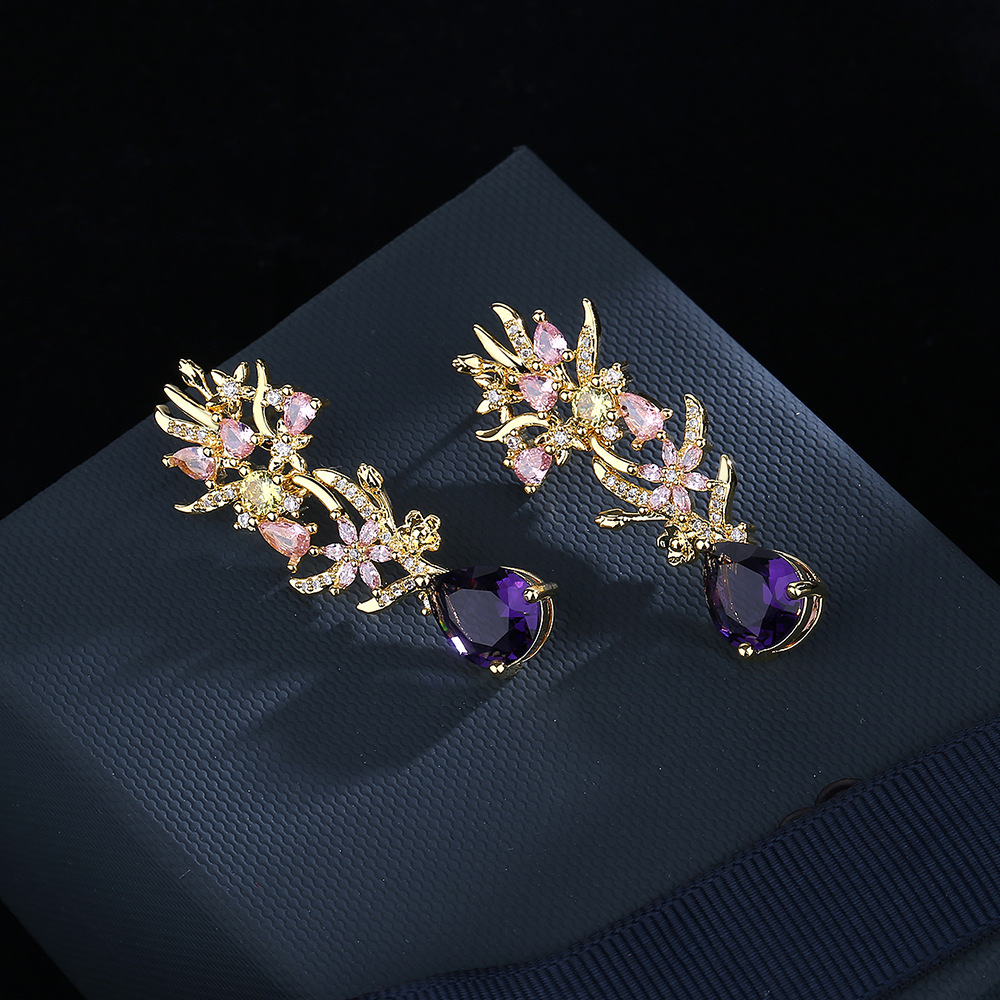 Exaggerated atmosphere zircon  - Street Fashion Earrings ulasan dan harga