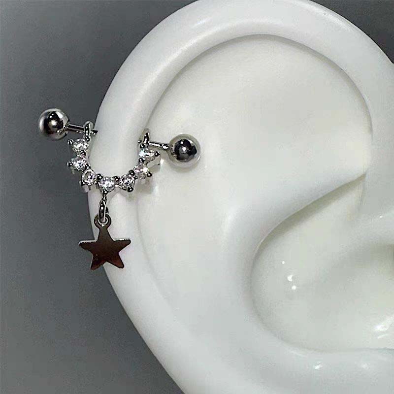 Sexy Trendy Zircon Star Pierci - Street Fashion Earrings ulasan dan harga