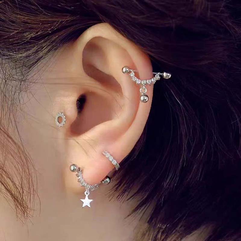 Sexy Trendy Zircon Star Pierci - Street Fashion Earrings ulasan dan harga