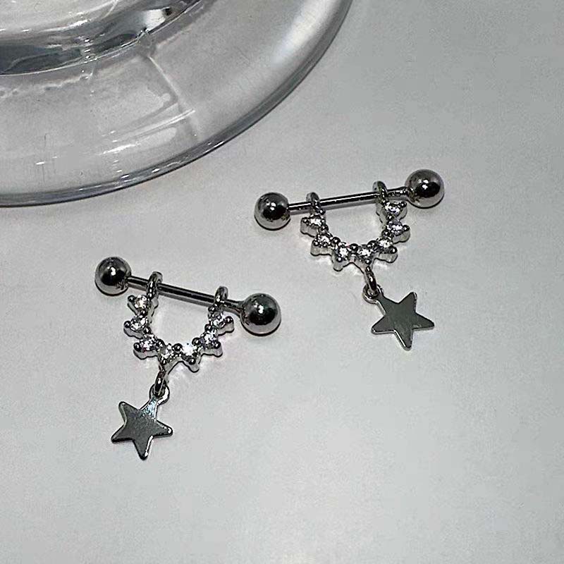 Sexy Trendy Zircon Star Pierci - Street Fashion Earrings ulasan dan harga