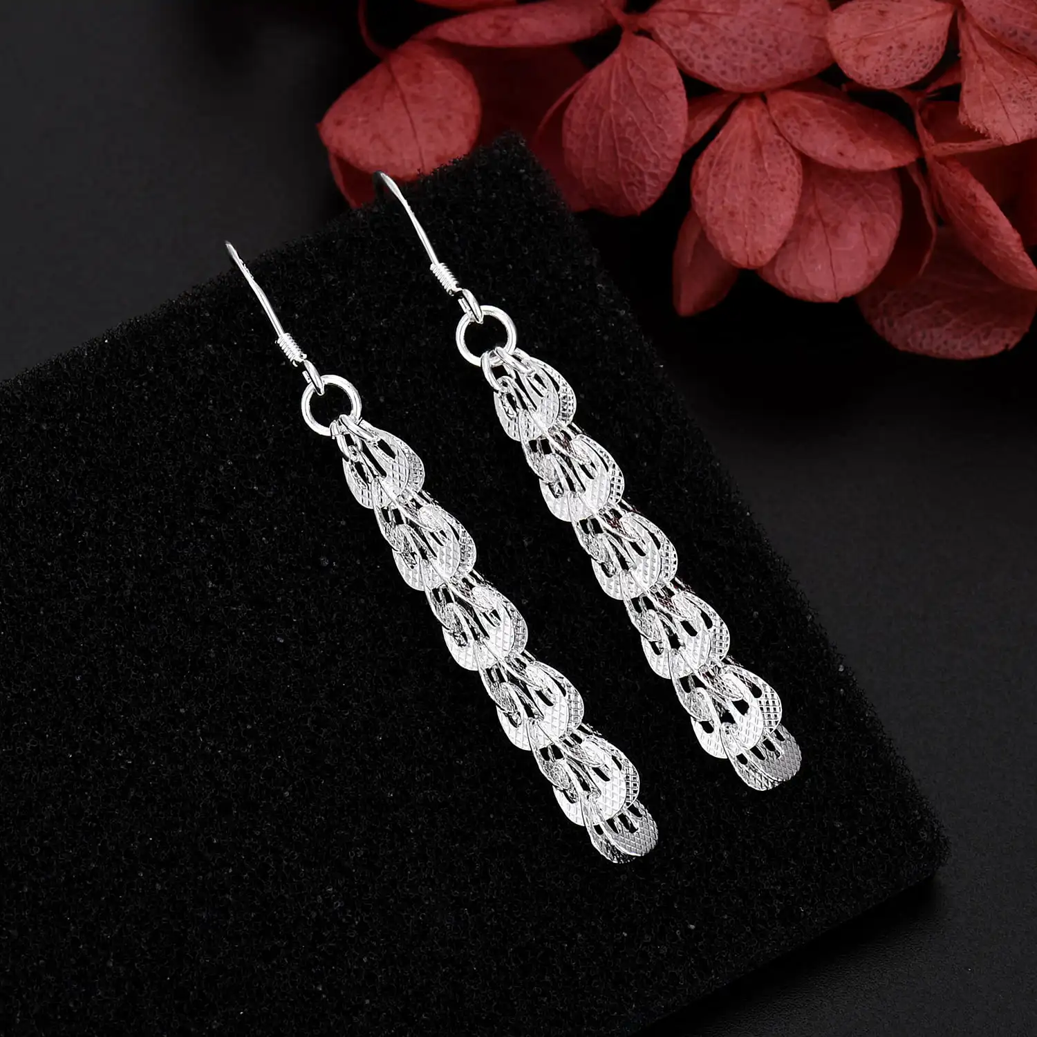 New fine 925 Sterling Silver E - Street Fashion Earrings ulasan dan harga