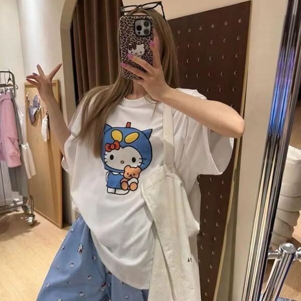 Short Sleeved Hello Kitty Prin - Street For Fashion ulasan dan harga