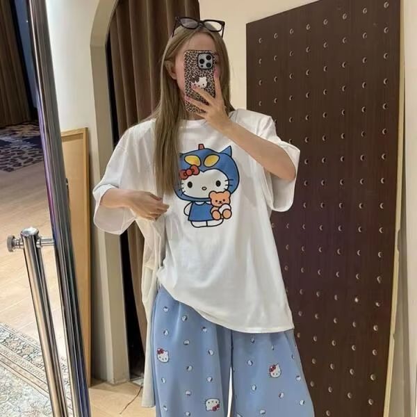Short Sleeved Hello Kitty Prin - Street For Fashion ulasan dan harga