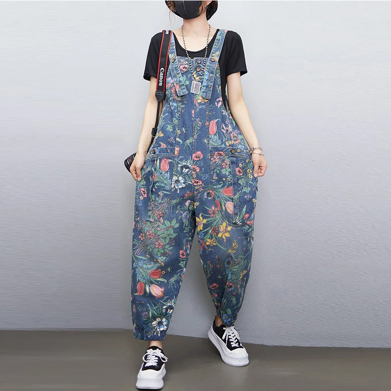 Casual Streetwear Print Floral - Street Fashion Jeans Women ulasan dan harga