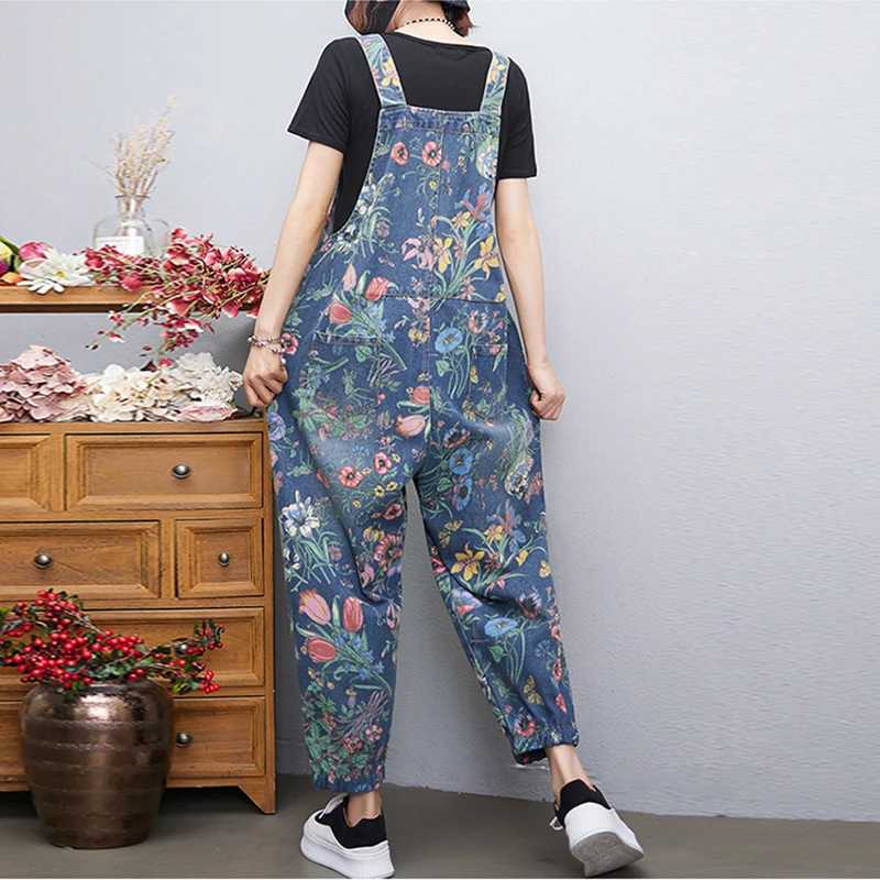 Casual Streetwear Print Floral - Street Fashion Jeans Women ulasan dan harga