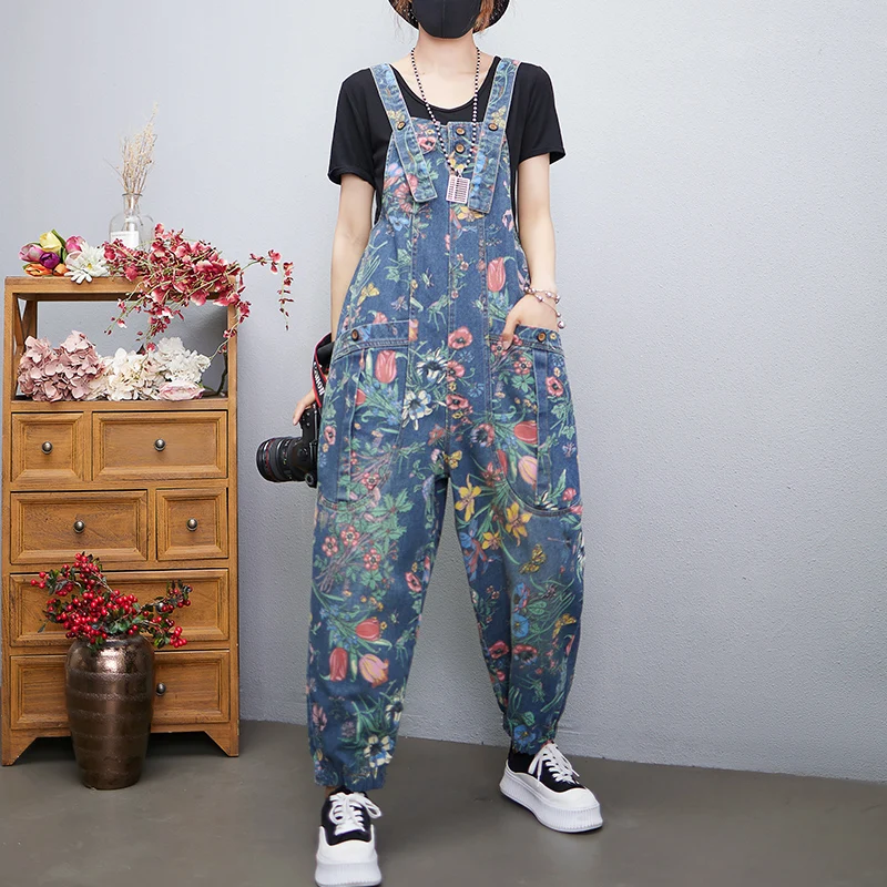 Casual Streetwear Print Floral - Street Fashion Jeans Women ulasan dan harga