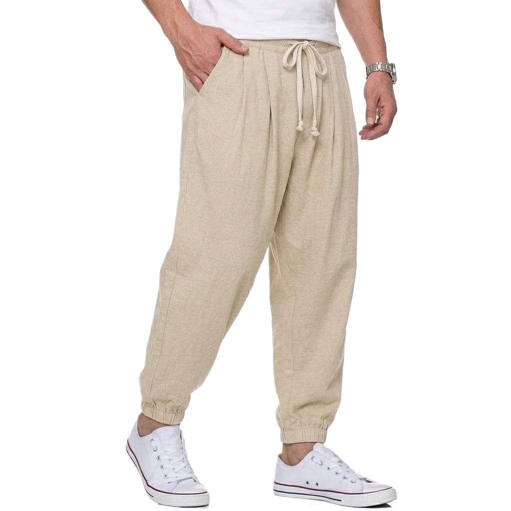 Men's Cotton Linen Pants Korea - Street Fashion In Korea ulasan dan harga