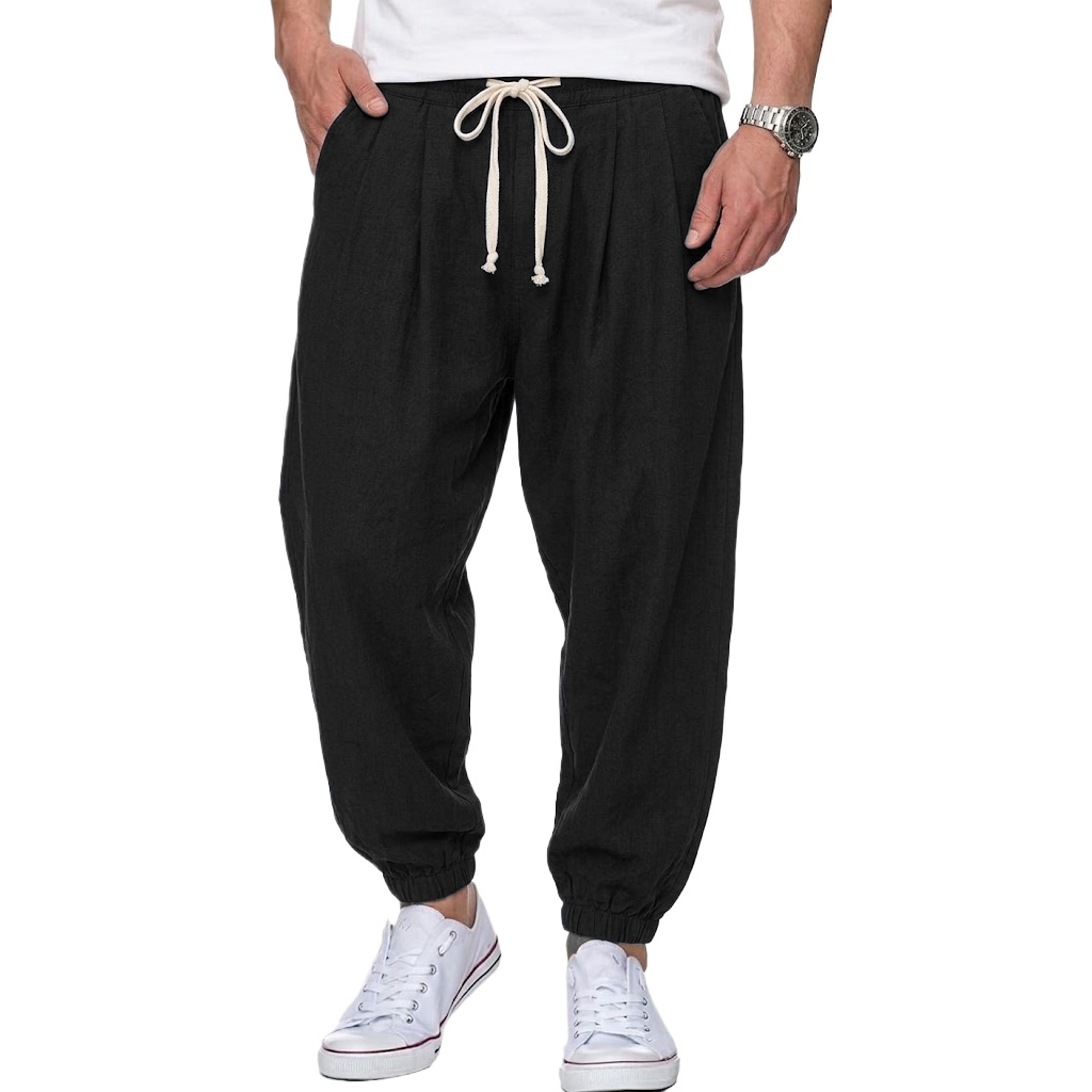 Men's Cotton Linen Pants Korea - Street Fashion In Korea ulasan dan harga