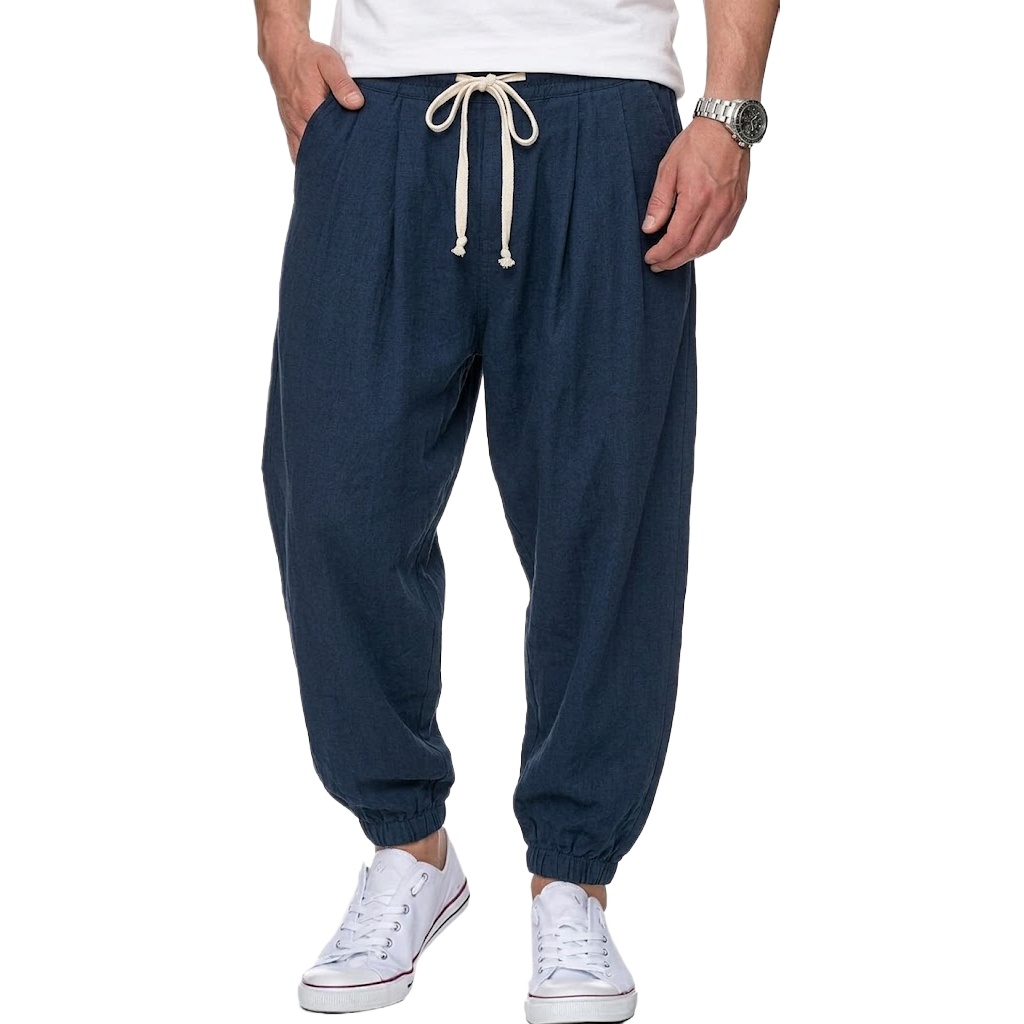 Men's Cotton Linen Pants Korea - Street Fashion In Korea ulasan dan harga