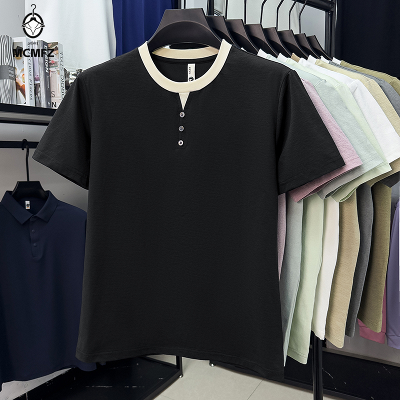 Men Casual Short Sleeve Henley - Street Fashion China ulasan dan harga