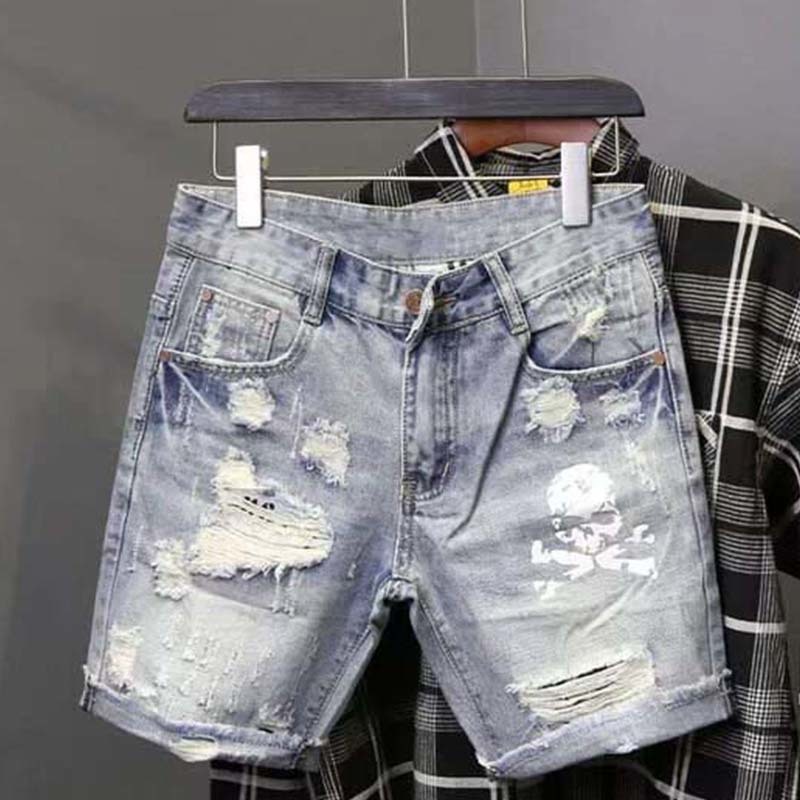 Summer Men's Worn Bead Hole Be - Street Fashion In Korea ulasan dan harga