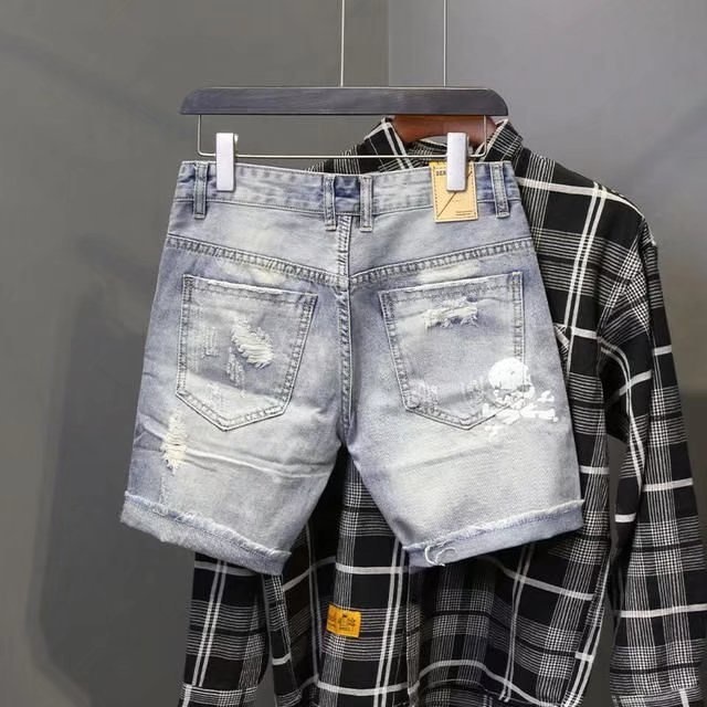 Summer Men's Worn Bead Hole Be - Street Fashion In Korea ulasan dan harga